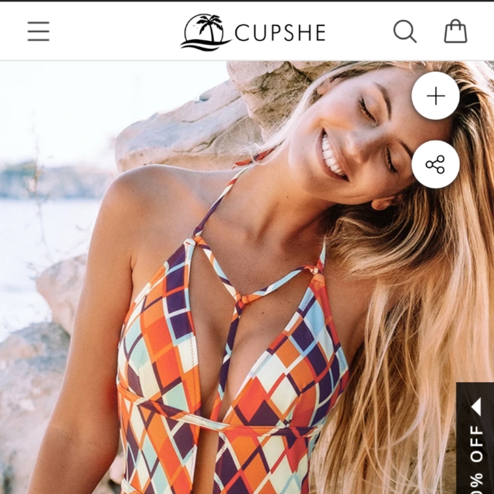 Cupshe Geometric Print Plunging Neckline One Piece Swimsuit, Large